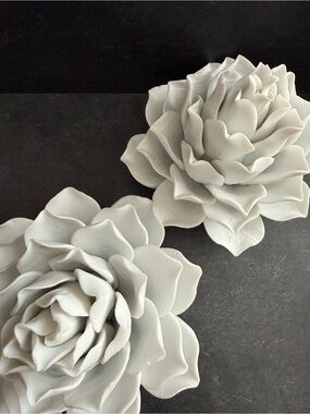 White Ceramic Succulent Table Decor Set - Pair